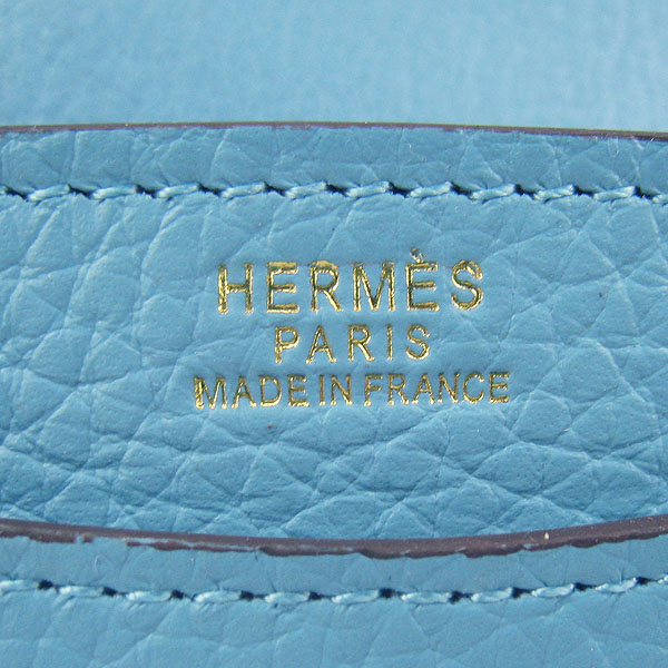 7A Hermes Togo Leather Messenger Bag Light Blue With Gold Hardware H021 Replica - Click Image to Close